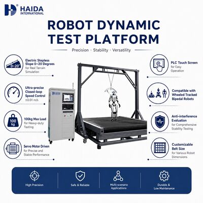 HD Robot Dynamic Test Platform Walking Stability Testing Machine Equipment Adjustable Slope 0 20 Degrees Speed Control 0 18 km/h