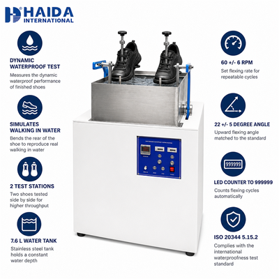 เครื่องทดสอบความต้านทานน้ําแบบไดนามิก ISO 20344 5.15.2 อุปกรณ์ทดสอบรองเท้ามาตรฐาน